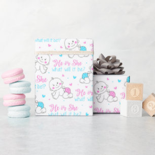 Papel De Presente Ele Ela É Um Bebê Novo