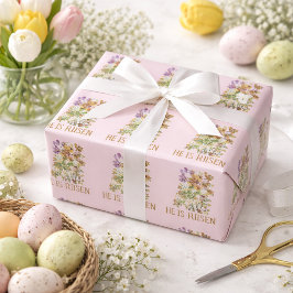 Papel De Presente Ele Ressuscitou Floral de Páscoa