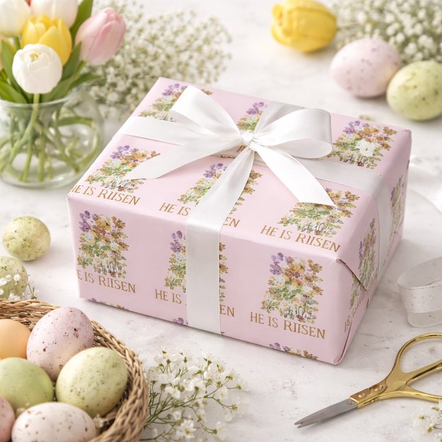 Papel De Presente Ele Ressuscitou Floral de Páscoa (Criador carregado)