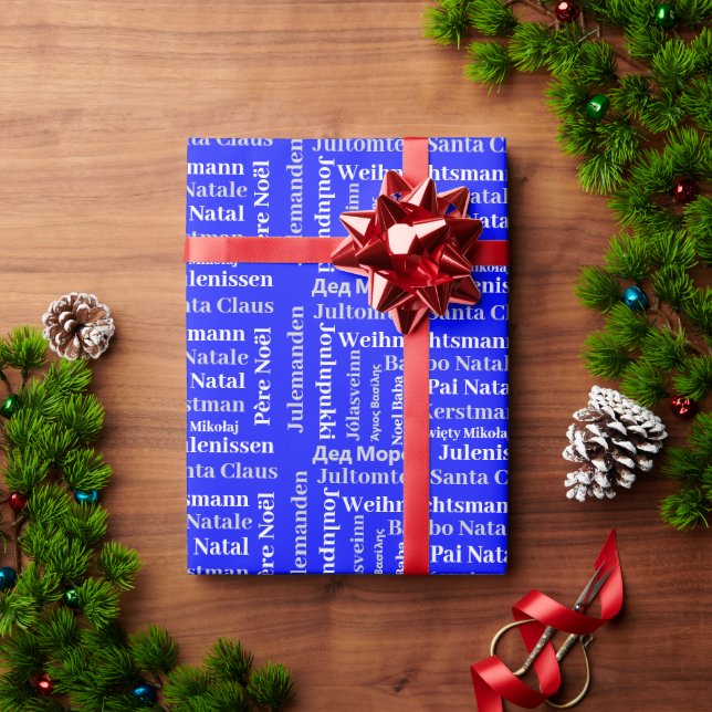 Papel De Presente  Electric blue gift Santa Claus names (Presente de Natal)