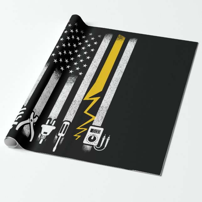 Papel De Presente Electrician US Flag Tools for Electricians (Desenrolado)