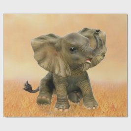 Papel De Presente Elefante africano bonito do bebê