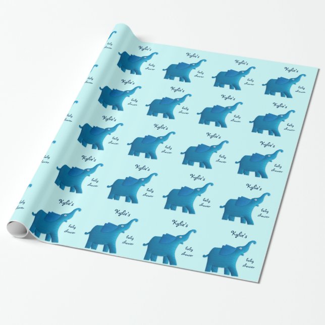 Papel De Presente elefante azul (Desenrolado)
