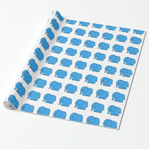 Papel De Presente Elefante azul-ponto-cruzado engraçado