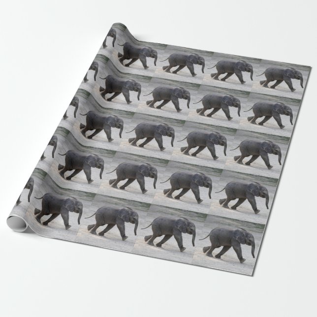 Papel De Presente Elefante Bebê Doce Kibali (Desenrolado)