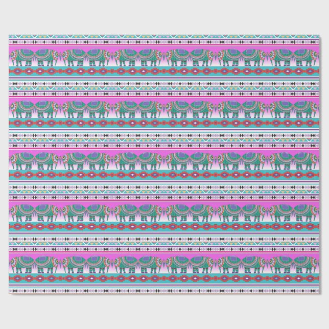 Papel De Presente Elefante com padrão asteca (Aberto)