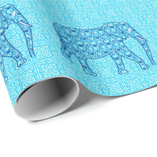Papel De Presente Elefante da flor de Lotus - turquesa