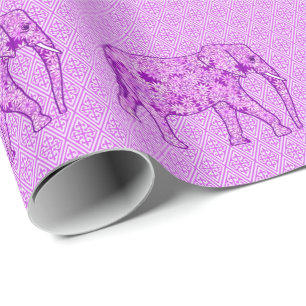 Papel De Presente Elefante da flor - roxo ametista