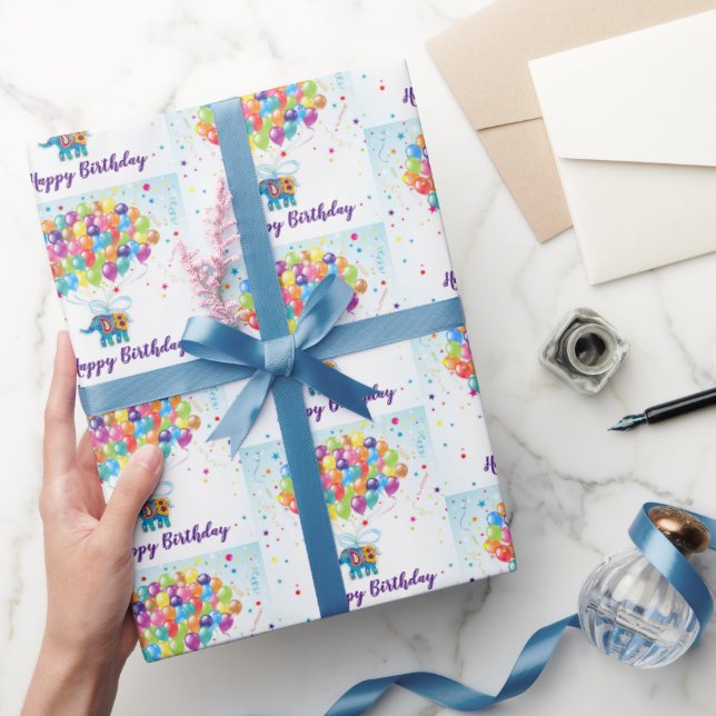 Papel De Presente Elefante de aniversário (Presentear)