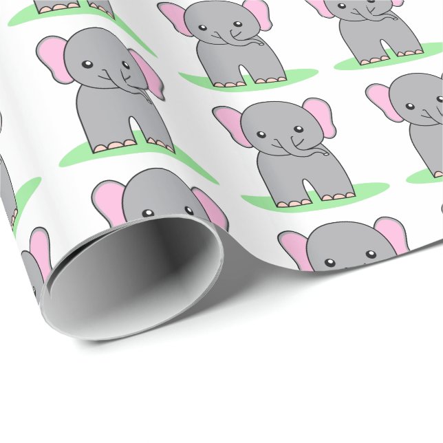 Papel De Presente Elefante de bebê bonito (Ponta do rolo)