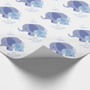 Papel De Presente Elefante dos azuis bebés