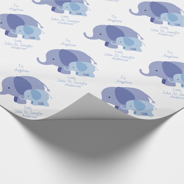 Papel De Presente Elefante dos azuis bebés (Ponta)