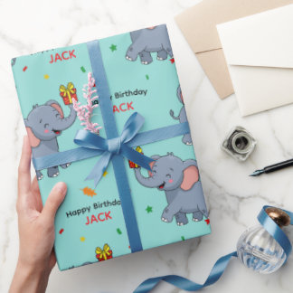Papel De Presente Elefante Fofo Carregando Presente