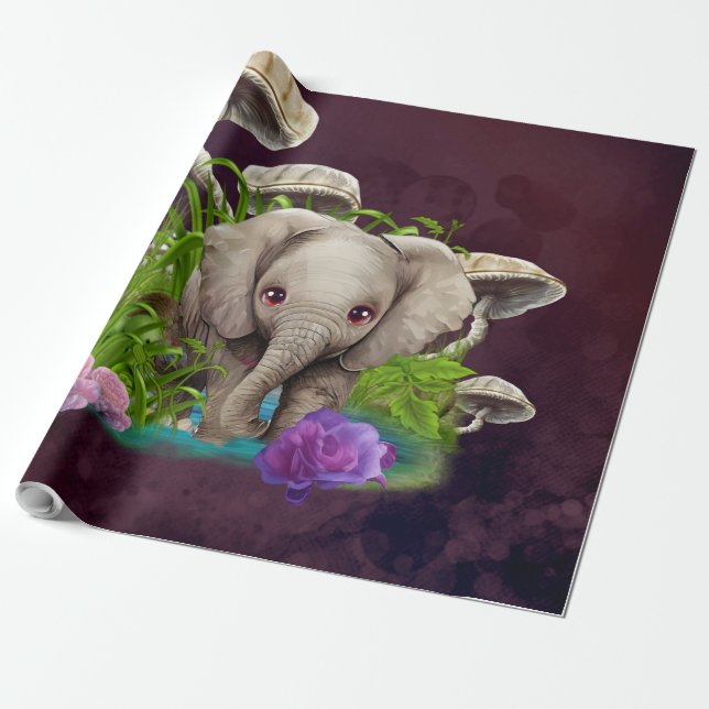 Papel De Presente Elefante para Bebês mais fino (Desenrolado)