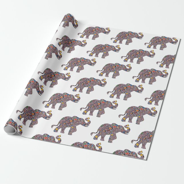 Papel De Presente Elefante Psicodélico Rosa Cheetah (Desenrolado)