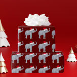 Papel De Presente Elefante Red Christmas<br><div class="desc">Papel de embrulho de Natal de elefante bonito, com um belo elefante de cinza vestindo um chapéu vermelho de santa em fundo de burlagem para o Natal. Eu adoro animais de férias engraçados.</div>