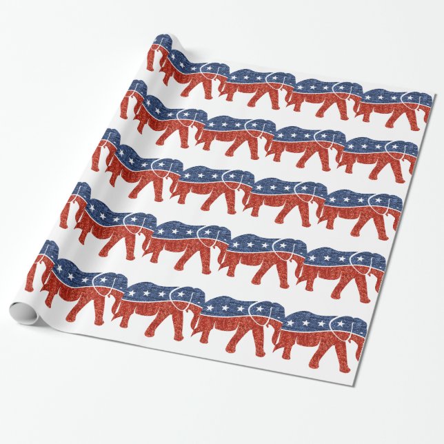Papel De Presente elefante republicano brilhante (Desenrolado)