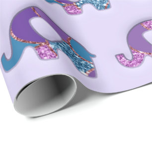 Papel De Presente Elefantes Lavanda Chá de fraldas Roxo Azul