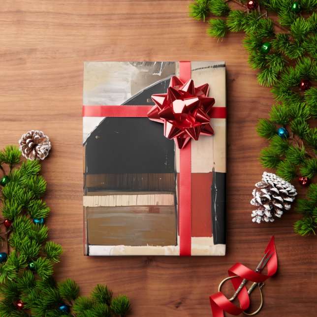 Papel De Presente Elegância Celestial: Exploração de Abstrato em Bei (Presente de Natal)