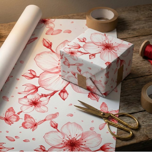 Papel De Presente Elegância da Flor de Cerejeira (Criador carregado)