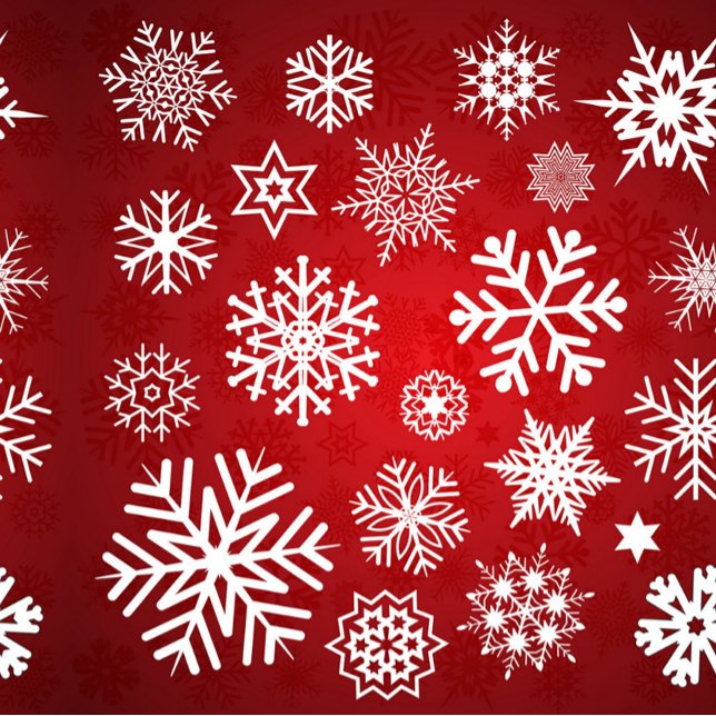 Papel De Presente Elegância de Neve Carmesim  (“Celebrate the season with a cascade of crisp white snowflakes on glowing red.”)