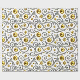 Papel De Presente Elegância de Redemoinho de Ouro e Prata