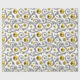 Papel De Presente Elegância de Redemoinho de Ouro e Prata