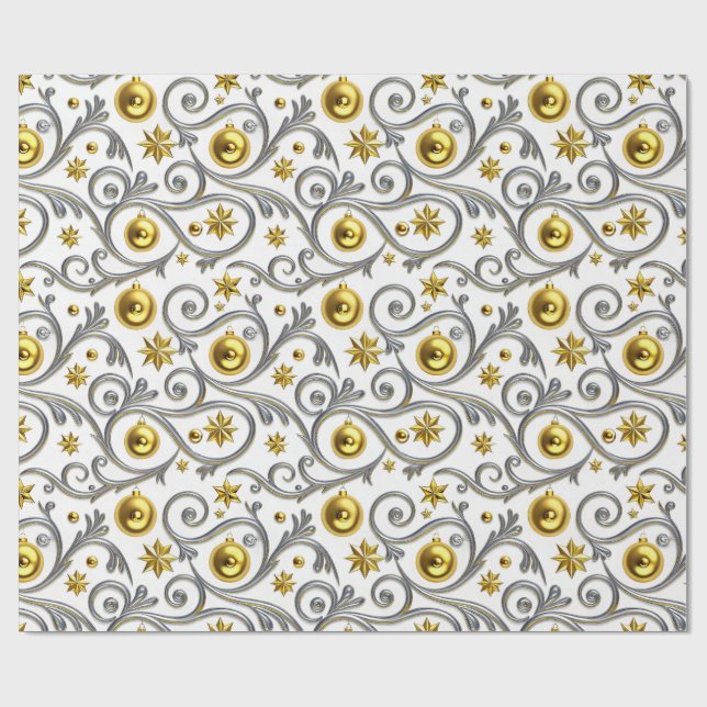 Papel De Presente Elegância de Redemoinho de Ouro e Prata (Aberto)