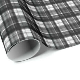 Papel De Presente Elegância Do eterno: Tartan Negro E Branco Clássic