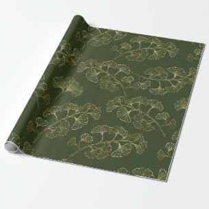 Papel De Presente Elegância do Ginkgo Esmeralda – Botânica de Luxo a