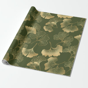Papel De Presente Elegância do Ginkgo Esmeralda – Botânica de Luxo a