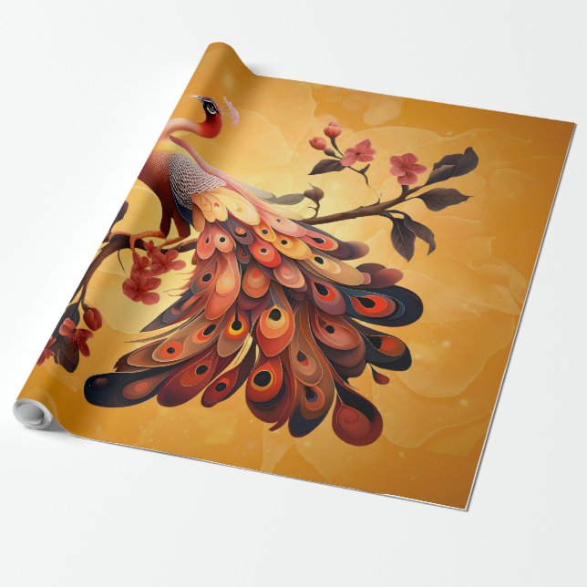 Papel De Presente Elegância em penas (Desenrolado)