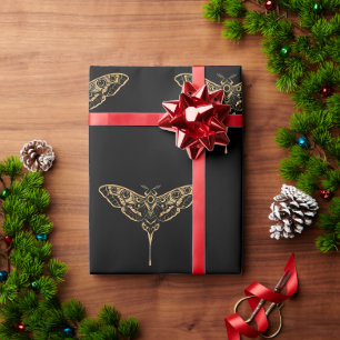 Papel De Presente Elegância Escura - Noir & Dourado