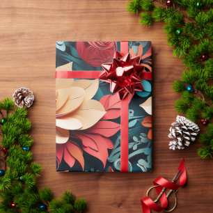 Papel De Presente Elegância Festiva Floral