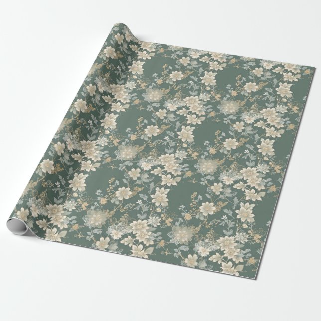 Papel de Presente Elegância Floral Atemporal (Desenrolado)