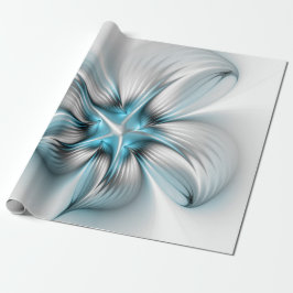 Papel De Presente Elegância Floral Moderna Abstrato Azul Arte Fracta