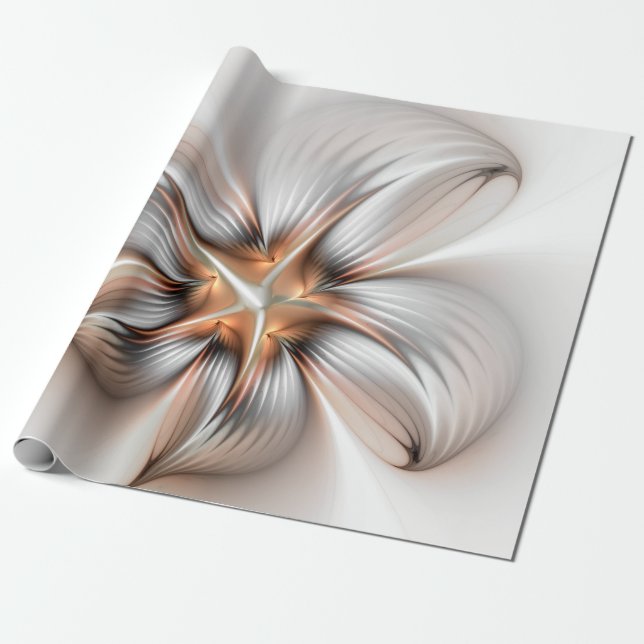 Papel De Presente Elegância Floral Moderna Abstrato de Arte Fractal (Desenrolado)