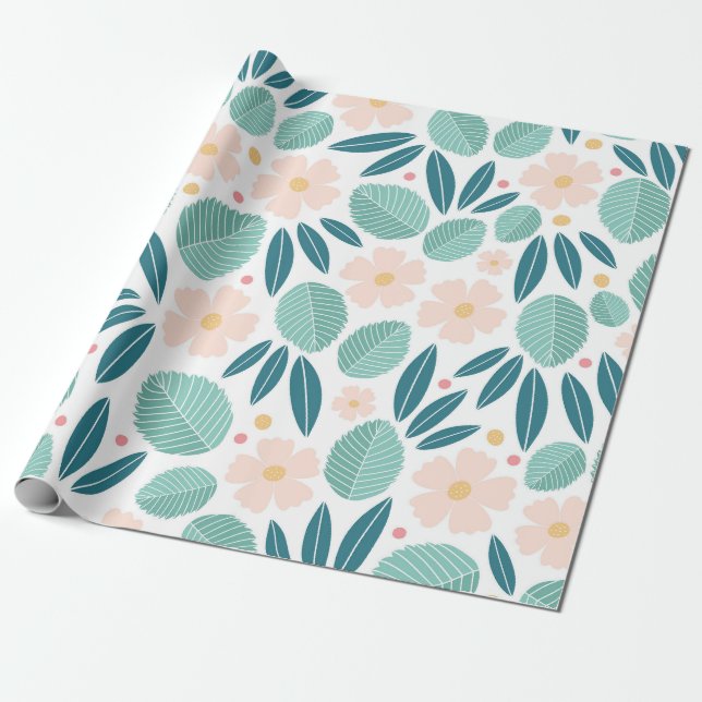 Papel De Presente Elegância Floral Suave (Desenrolado)