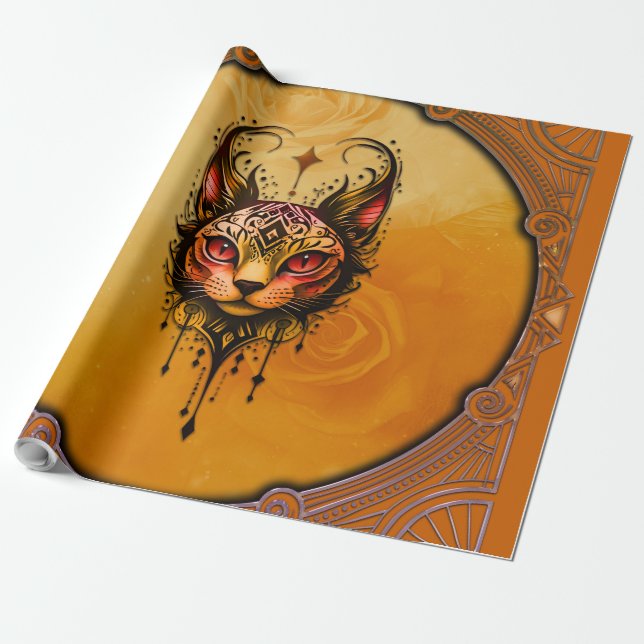 Papel De Presente elegância fundamental: Um retrato de um gato. (Desenrolado)