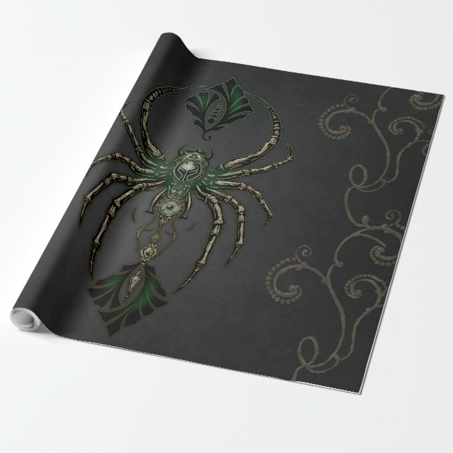 Papel De Presente elegância mecânica, a aranha no escuro. (Desenrolado)