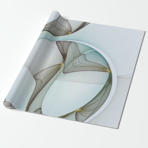 Papel De Presente Elegância Moderna em Turquesa Marrom e Dourado