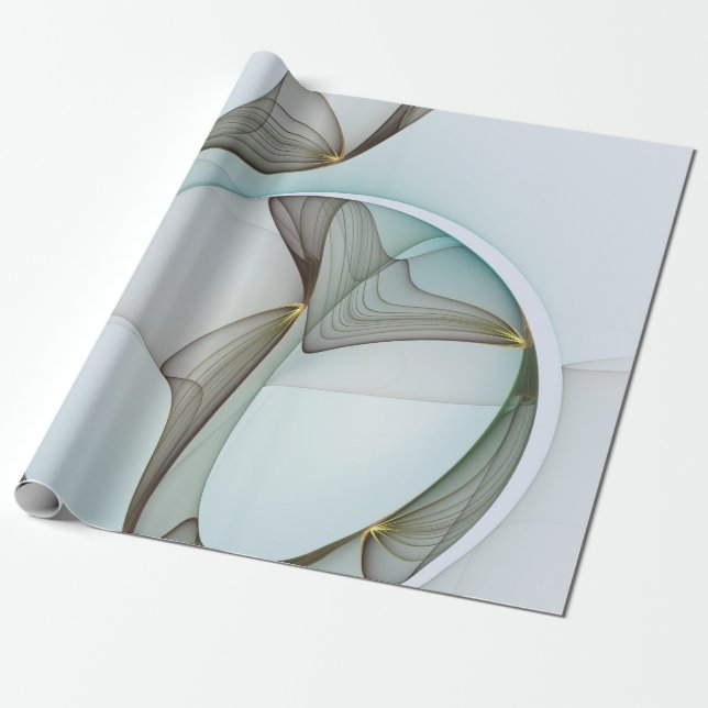 Papel De Presente Elegância Moderna em Turquesa Marrom e Dourado (Desenrolado)