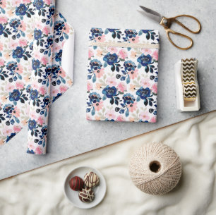 Papel De Presente Elegância Rústica em Azul Marinho