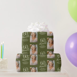 Papel De Presente Elegant 60 and Fabulous 60th Birthday Photo