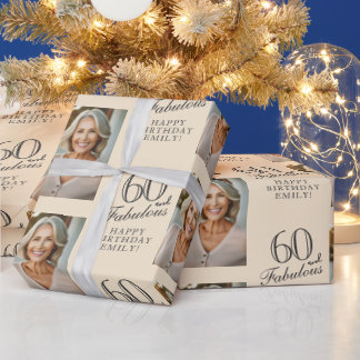 Papel De Presente Elegant 60 and Fabulous 60th Birthday Photo