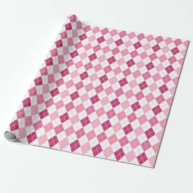 Papel De Presente Elegant Argyle Pattern: Pink and Purple Delight (Desenrolado)