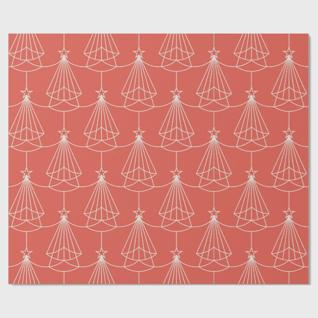Papel De Presente Elegant Art Deco Christmas Tree Wrapping Paper (Aberto)