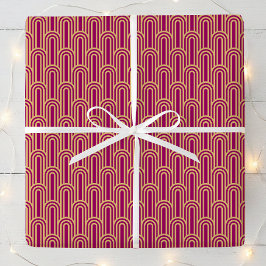 Papel De Presente Elegant Art Deco Pattern Arches Pink Gold Chic