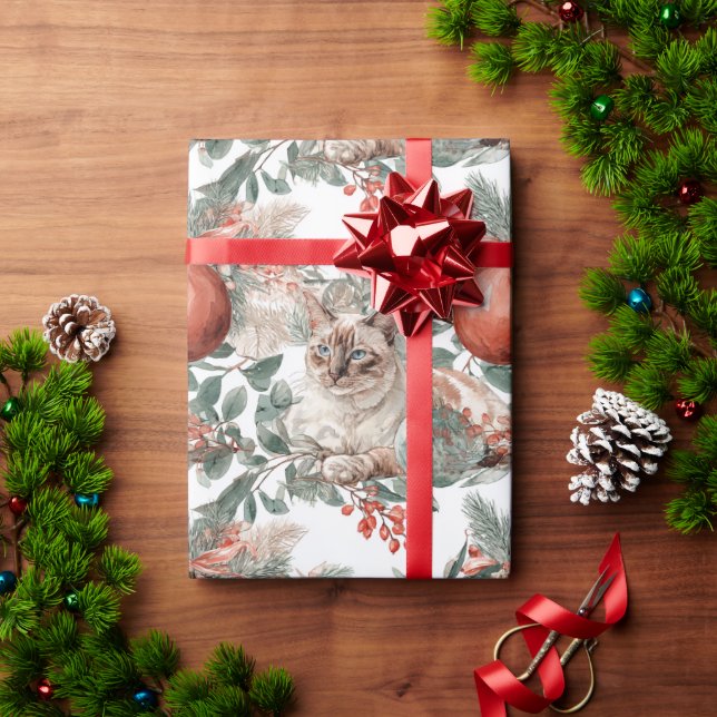 Papel De Presente Elegant Christmas Cat (Presente de Natal)