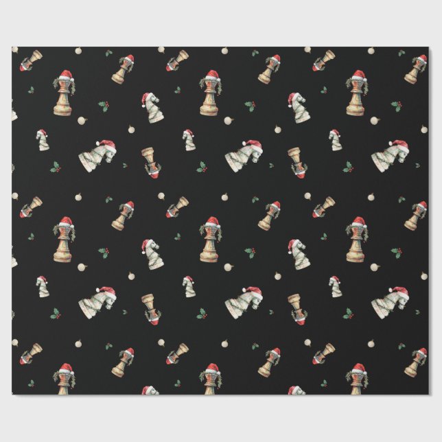 Papel De Presente Elegant Christmas Chess Wrapping Paper Sheets (Aberto)